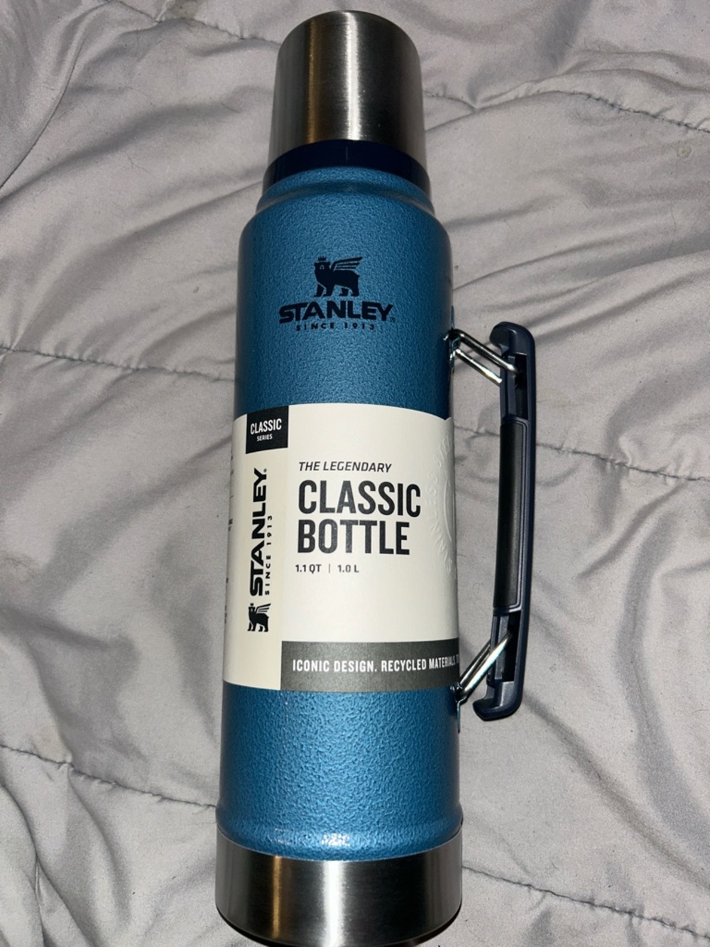 Stanley Classic Bottle - Teal Blue with Silver Accents